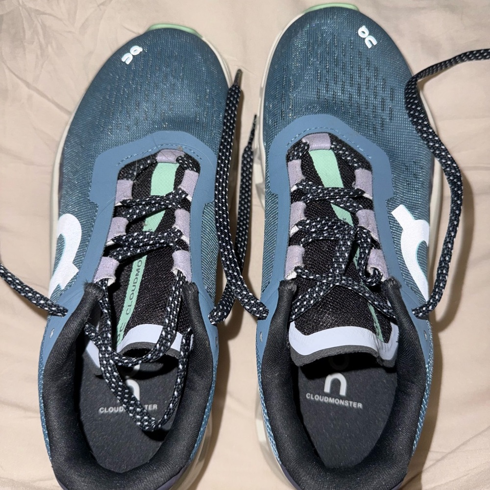 On Cloudmonster Blue Running Shoes